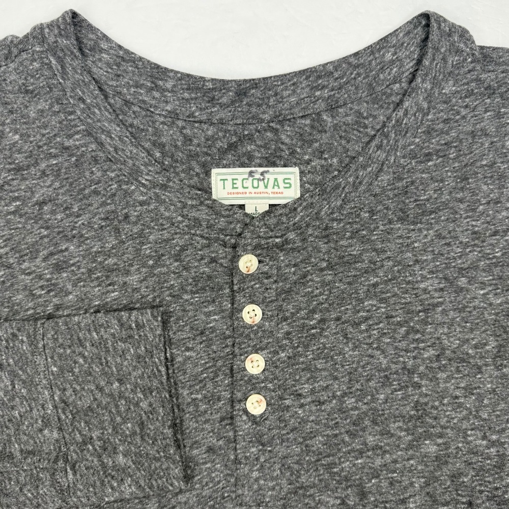 Tecovas Henley Shirt Mens Large Gray Long Sleeve Cotton Blend Casual Western